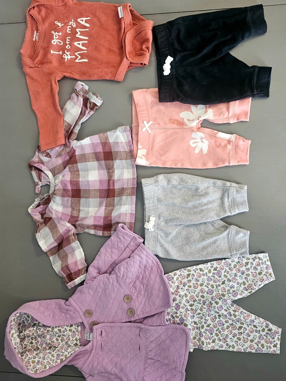 Baby Girl Newborn Bundle | 7 Pieces | Carter’s + Gerber Outfits